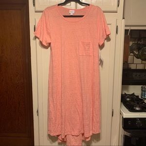 Lularoe Carly size M ribbed detailing peach color dress NWT